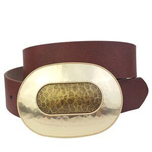 Oval Light Gold Plaque Buckle Belt